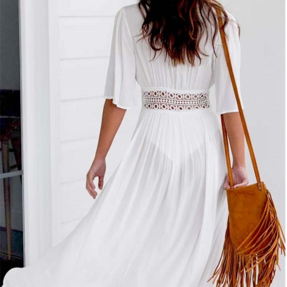 Long white beach coverup - Picture 4 of 4